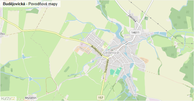 Budějovická - záplavové mapy stoleté vody