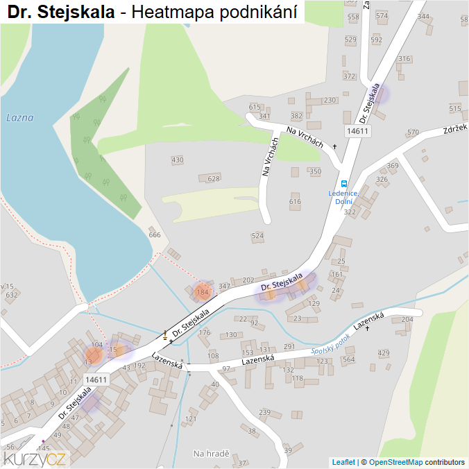 Mapa Dr. Stejskala - Firmy v ulici.