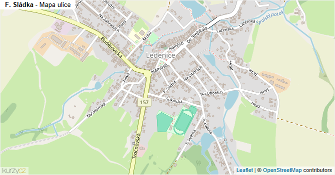 F. Sládka - mapa ulice