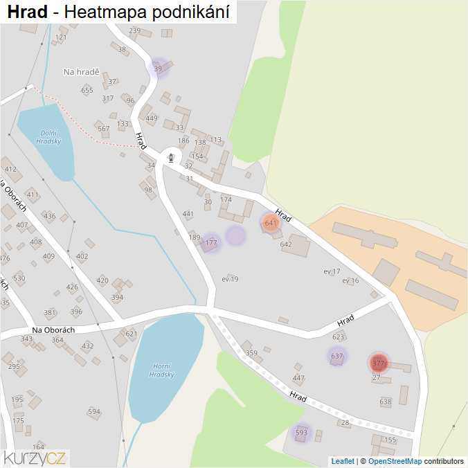 Mapa Hrad - Firmy v ulici.