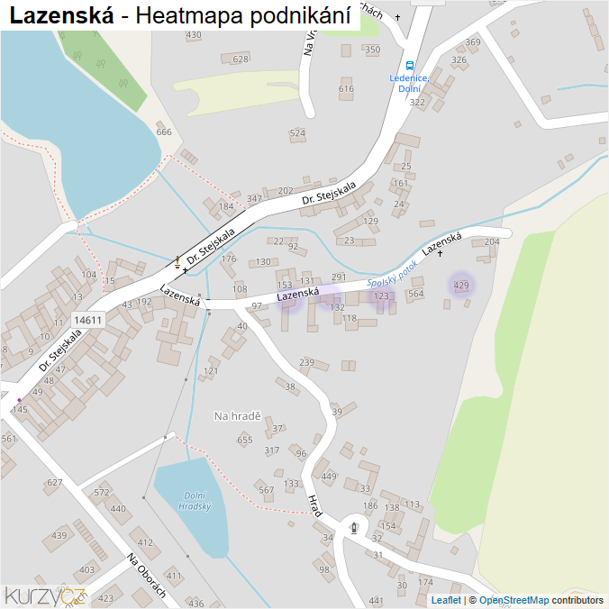 Mapa Lazenská - Firmy v ulici.