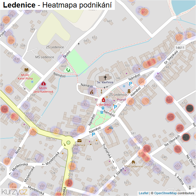 Mapa Ledenice - Firmy v části obce.