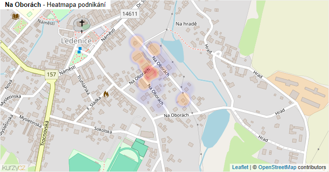 Na Oborách - mapa podnikání