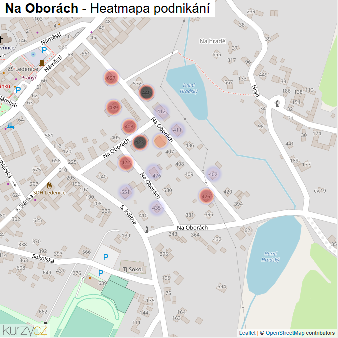 Mapa Na Oborách - Firmy v ulici.