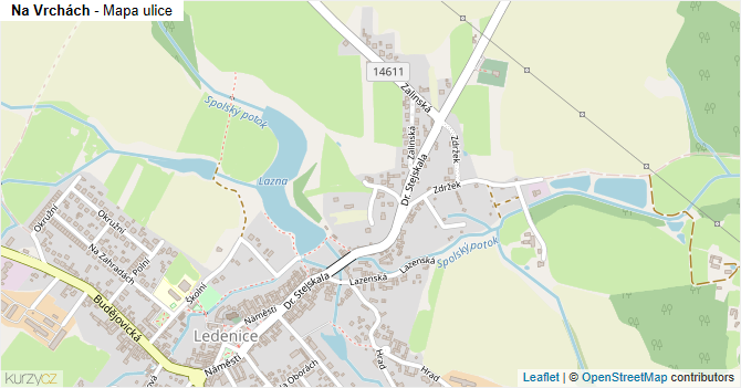 Na Vrchách - mapa ulice