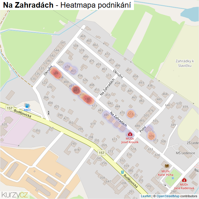 Mapa Na Zahradách - Firmy v ulici.