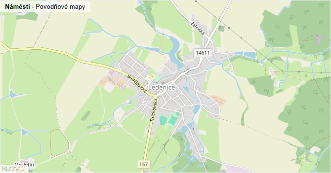 Náměstí - záplavové mapy stoleté vody