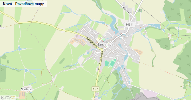 Nová - záplavové mapy stoleté vody