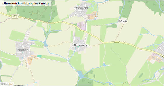 Ohrazeníčko - záplavové mapy stoleté vody