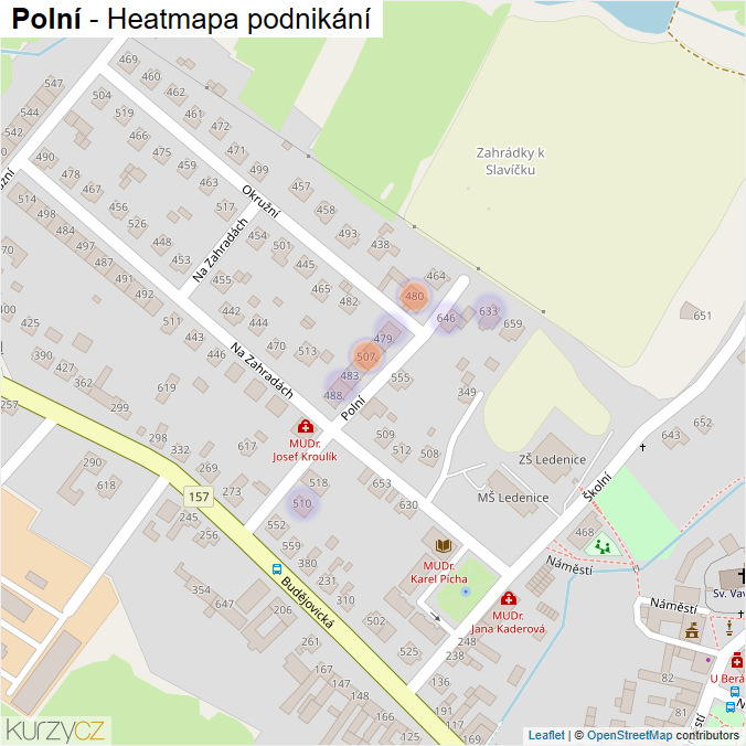 Mapa Polní - Firmy v ulici.