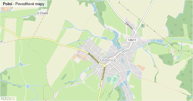 Polní - záplavové mapy stoleté vody