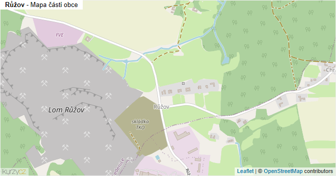 Růžov - mapa části obce