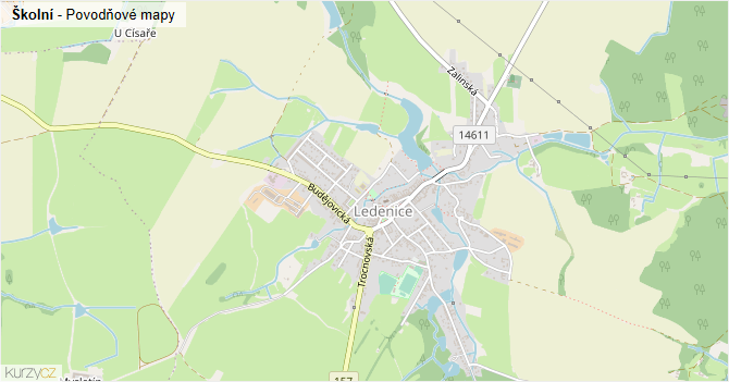 Školní - záplavové mapy stoleté vody