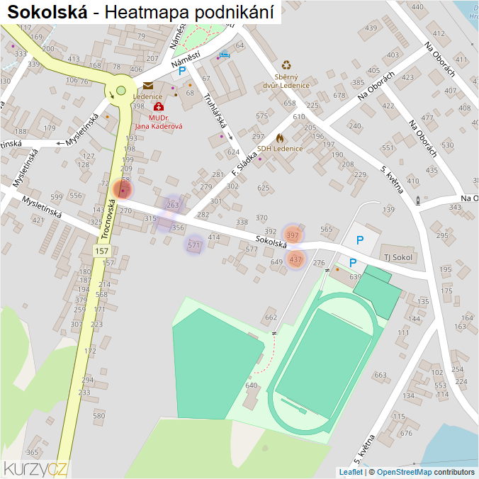 Mapa Sokolská - Firmy v ulici.