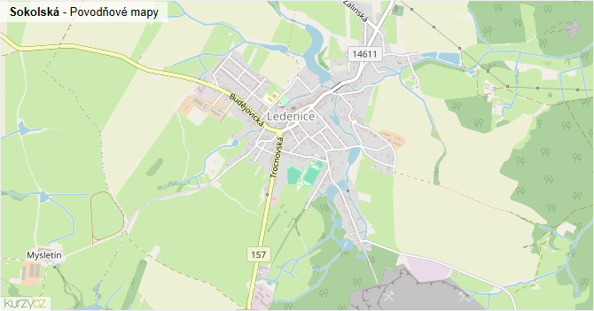 Sokolská - záplavové mapy stoleté vody