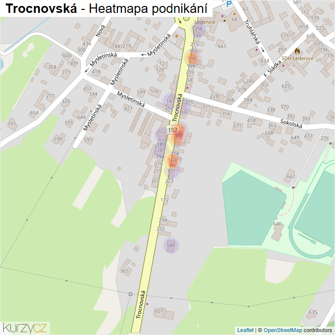 Mapa Trocnovská - Firmy v ulici.
