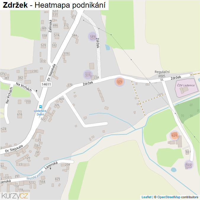 Mapa Zdržek - Firmy v ulici.