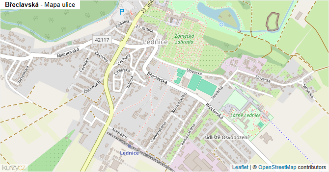 Břeclavská - mapa ulice