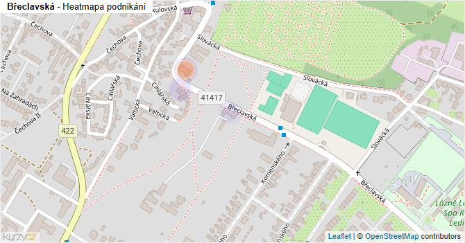 Břeclavská - mapa podnikání