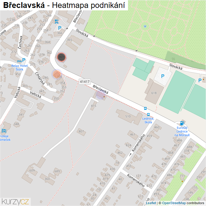 Mapa Břeclavská - Firmy v ulici.