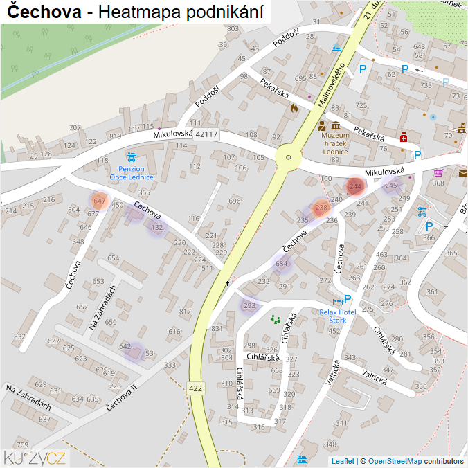 Mapa Čechova - Firmy v ulici.