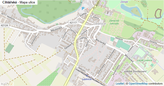 Cihlářská - mapa ulice