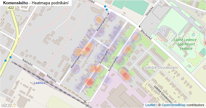 Komenského - mapa podnikání