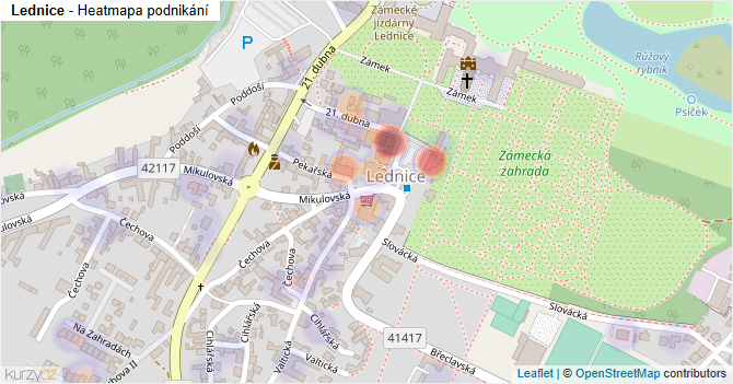 Lednice - mapa podnikání