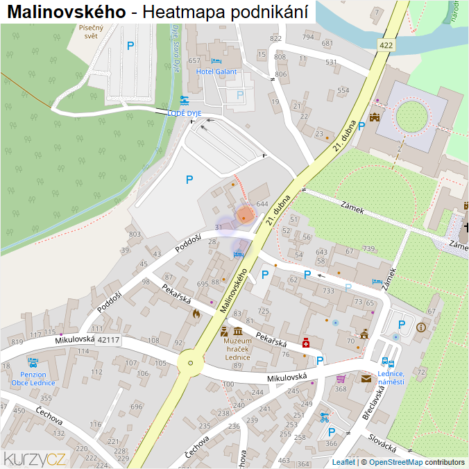 Mapa Malinovského - Firmy v ulici.