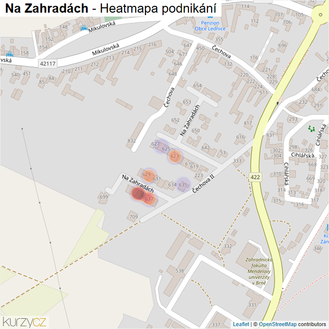 Mapa Na Zahradách - Firmy v ulici.