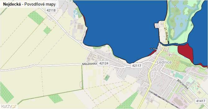 Nejdecká - záplavové mapy stoleté vody