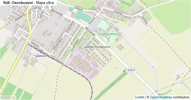Sídl. Osvobození - mapa ulice