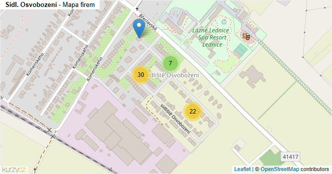 Sídl. Osvobození - mapa firem