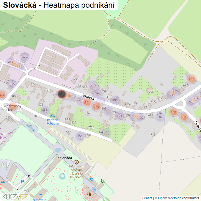 Mapa Slovácká - Firmy v ulici.