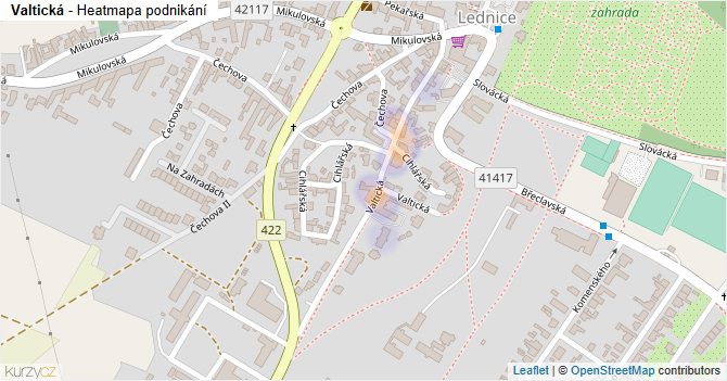 Valtická - mapa podnikání