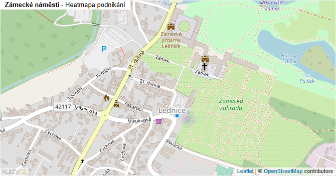 Zámecké náměstí - mapa podnikání
