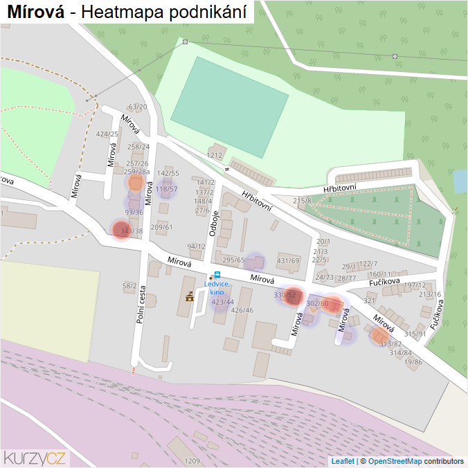 Mapa Mírová - Firmy v ulici.