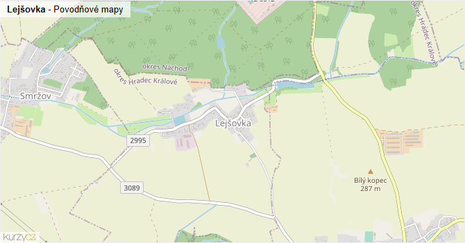 Lejšovka - záplavové mapy stoleté vody