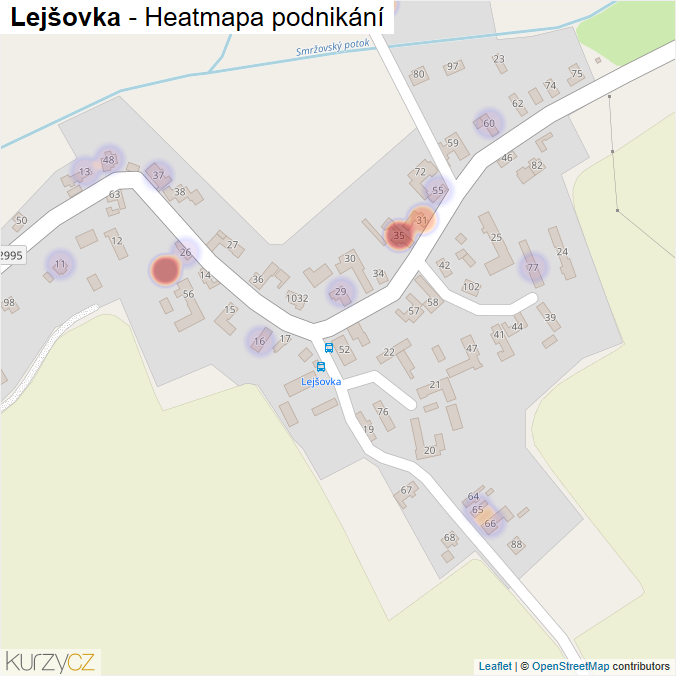 Mapa Lejšovka - Firmy v části obce.