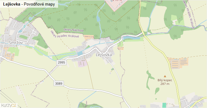 Lejšovka - záplavové mapy stoleté vody