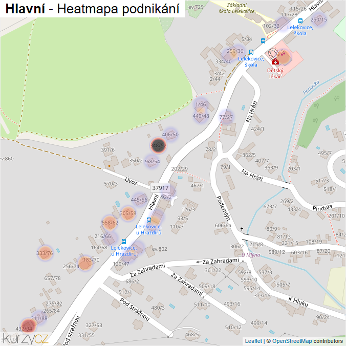 Mapa Hlavní - Firmy v ulici.