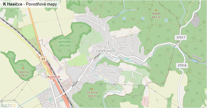 K Hasičce - záplavové mapy stoleté vody