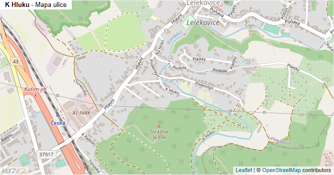 K Hluku - mapa ulice