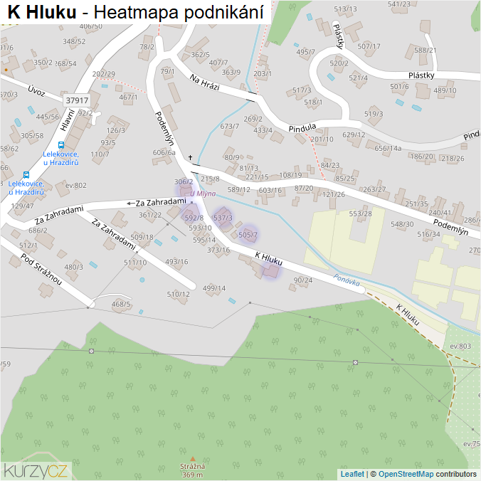 Mapa K Hluku - Firmy v ulici.