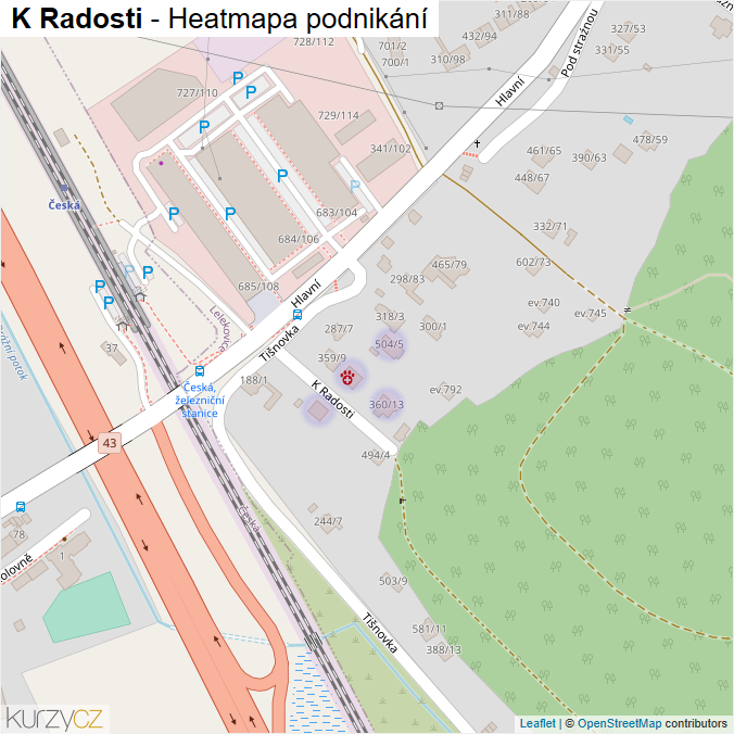 Mapa K Radosti - Firmy v ulici.