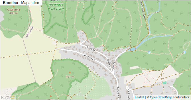 Koretina - mapa ulice