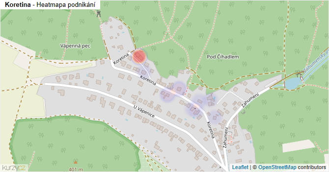 Koretina - mapa podnikání