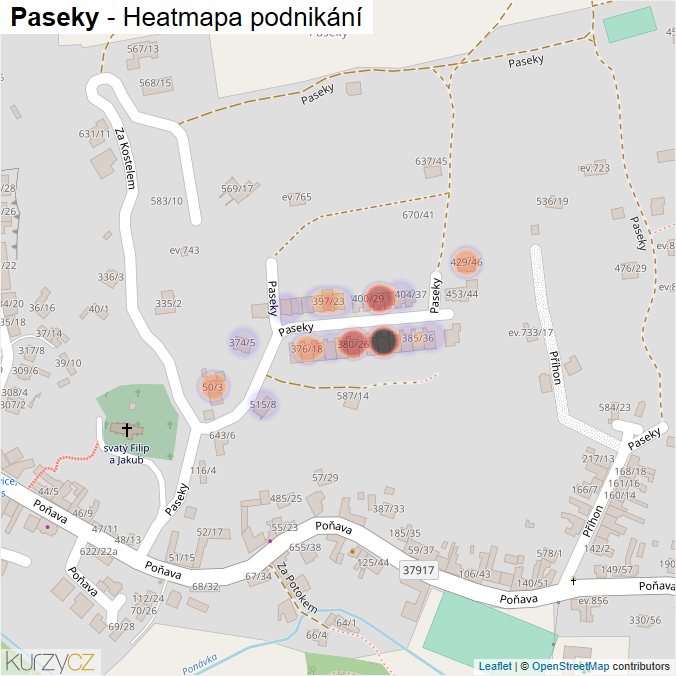Mapa Paseky - Firmy v ulici.