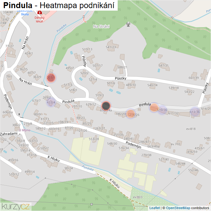 Mapa Pindula - Firmy v ulici.