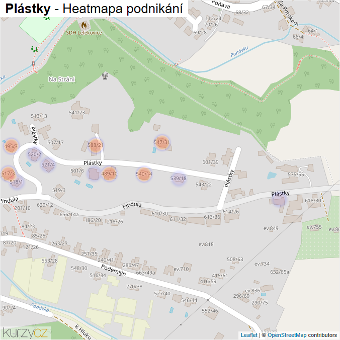 Mapa Plástky - Firmy v ulici.